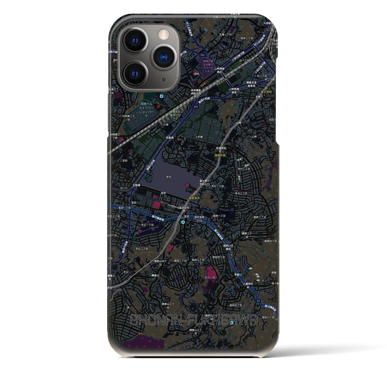【湘南深沢(神奈川県)】地図柄iPhoneケース(バックカバータイプ)