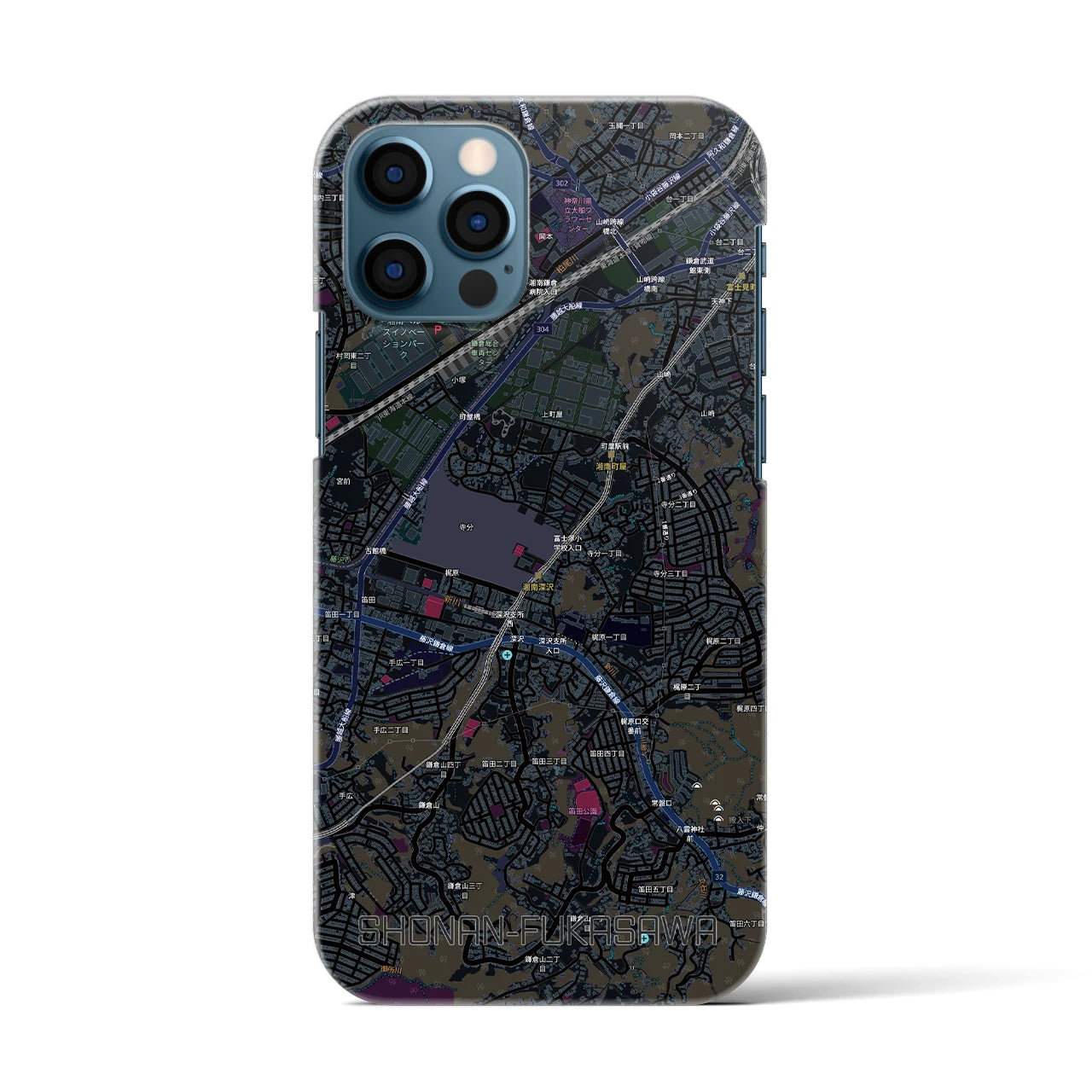 【湘南深沢(神奈川県)】地図柄iPhoneケース(バックカバータイプ)