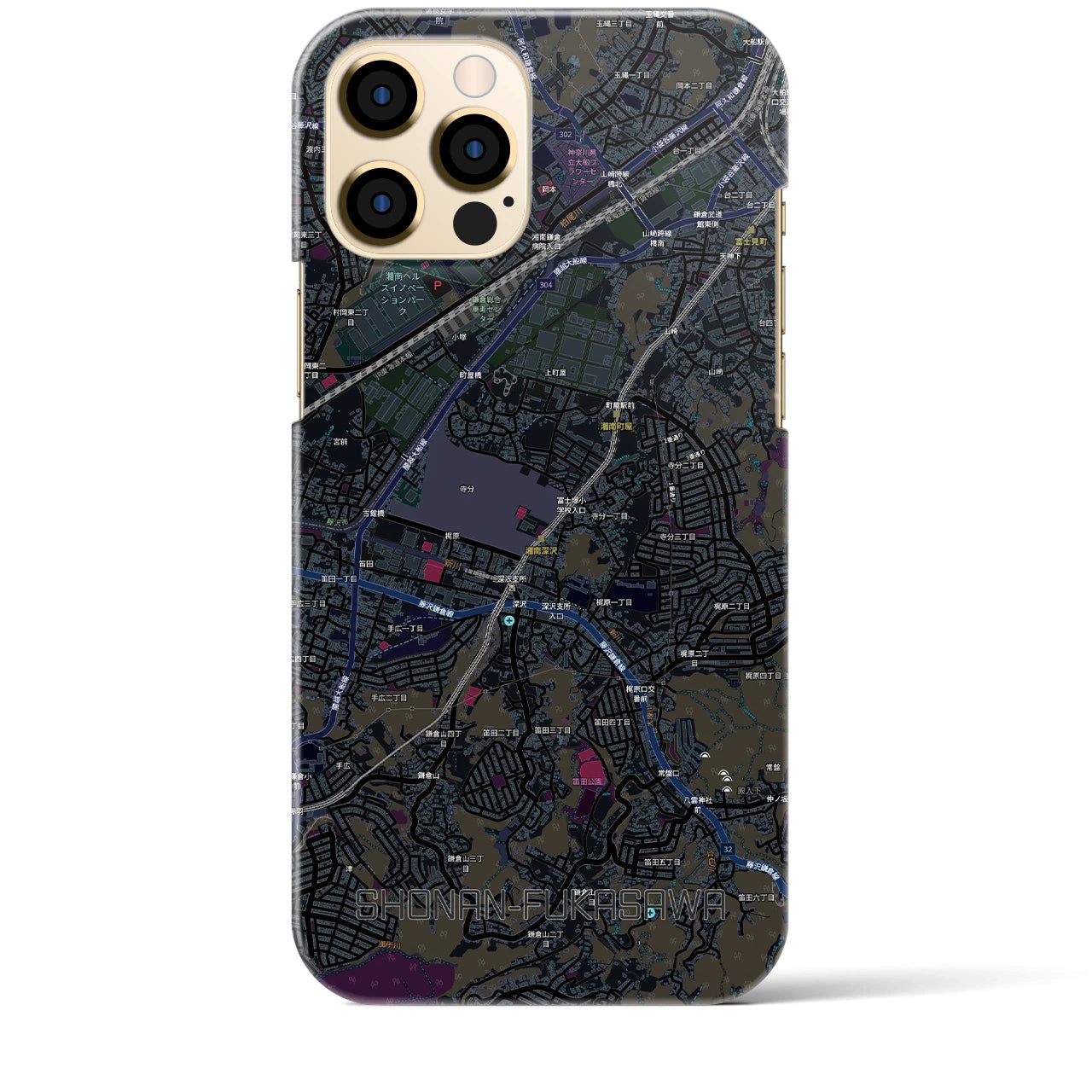 【湘南深沢(神奈川県)】地図柄iPhoneケース(バックカバータイプ)