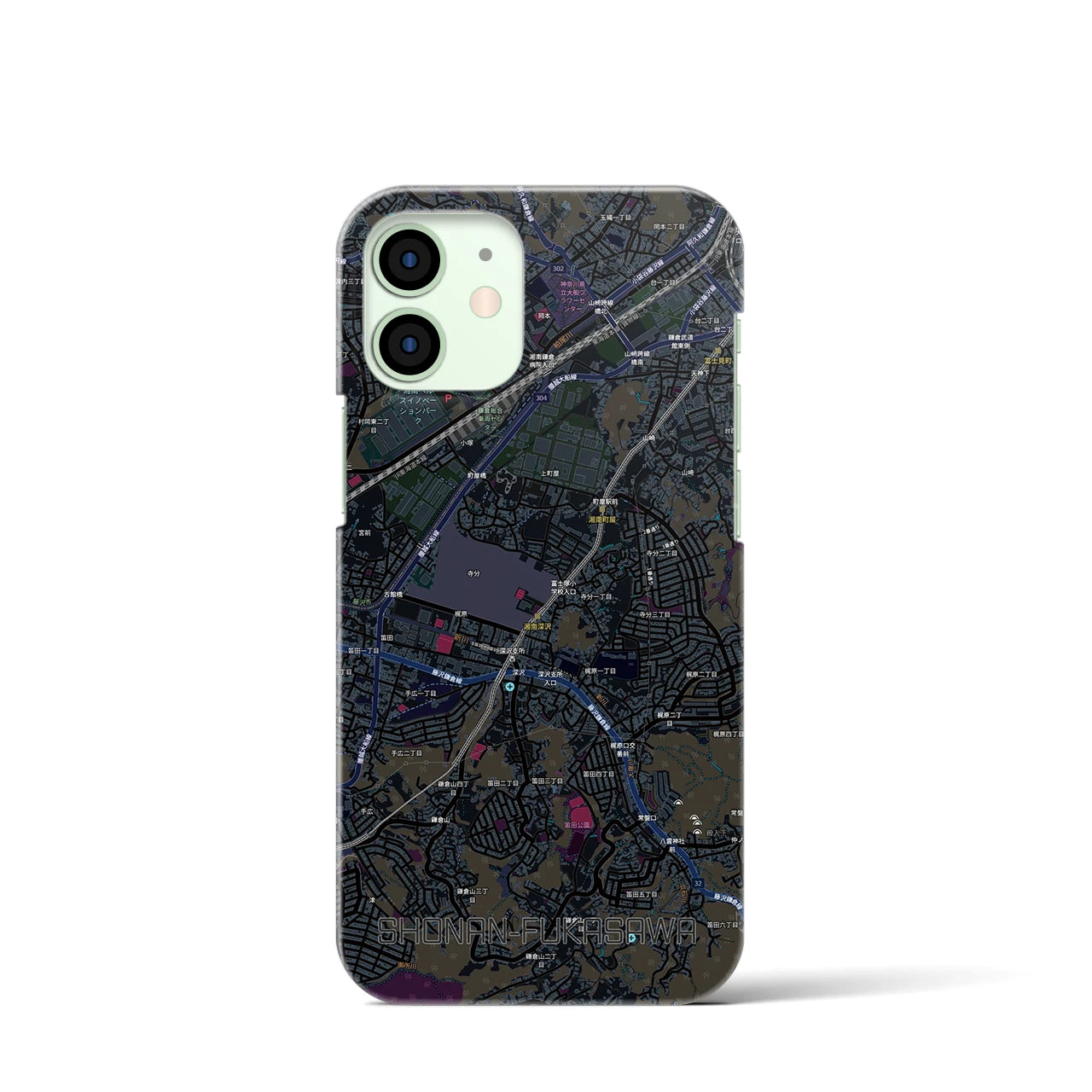 【湘南深沢(神奈川県)】地図柄iPhoneケース(バックカバータイプ)