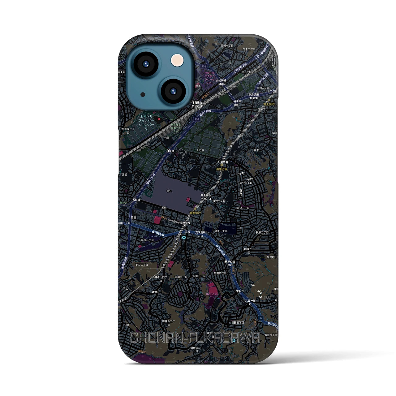 【湘南深沢(神奈川県)】地図柄iPhoneケース(バックカバータイプ)