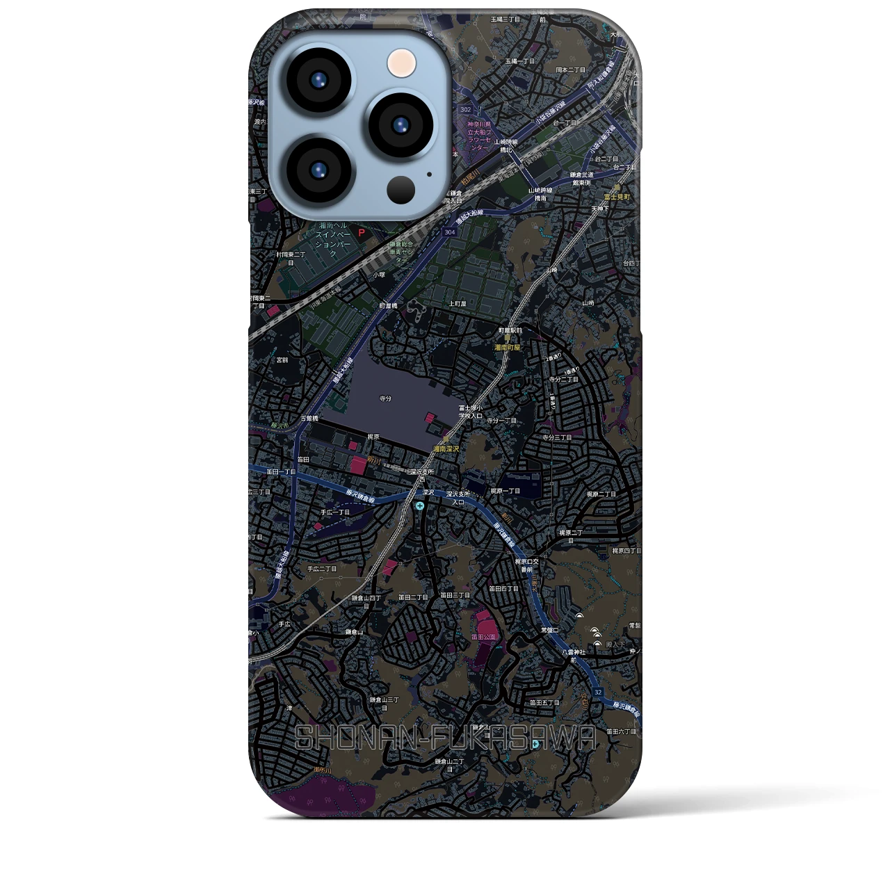 【湘南深沢(神奈川県)】地図柄iPhoneケース(バックカバータイプ)