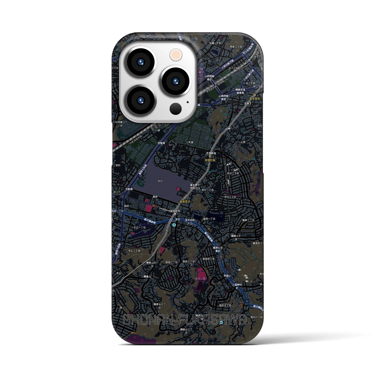 【湘南深沢(神奈川県)】地図柄iPhoneケース(バックカバータイプ)