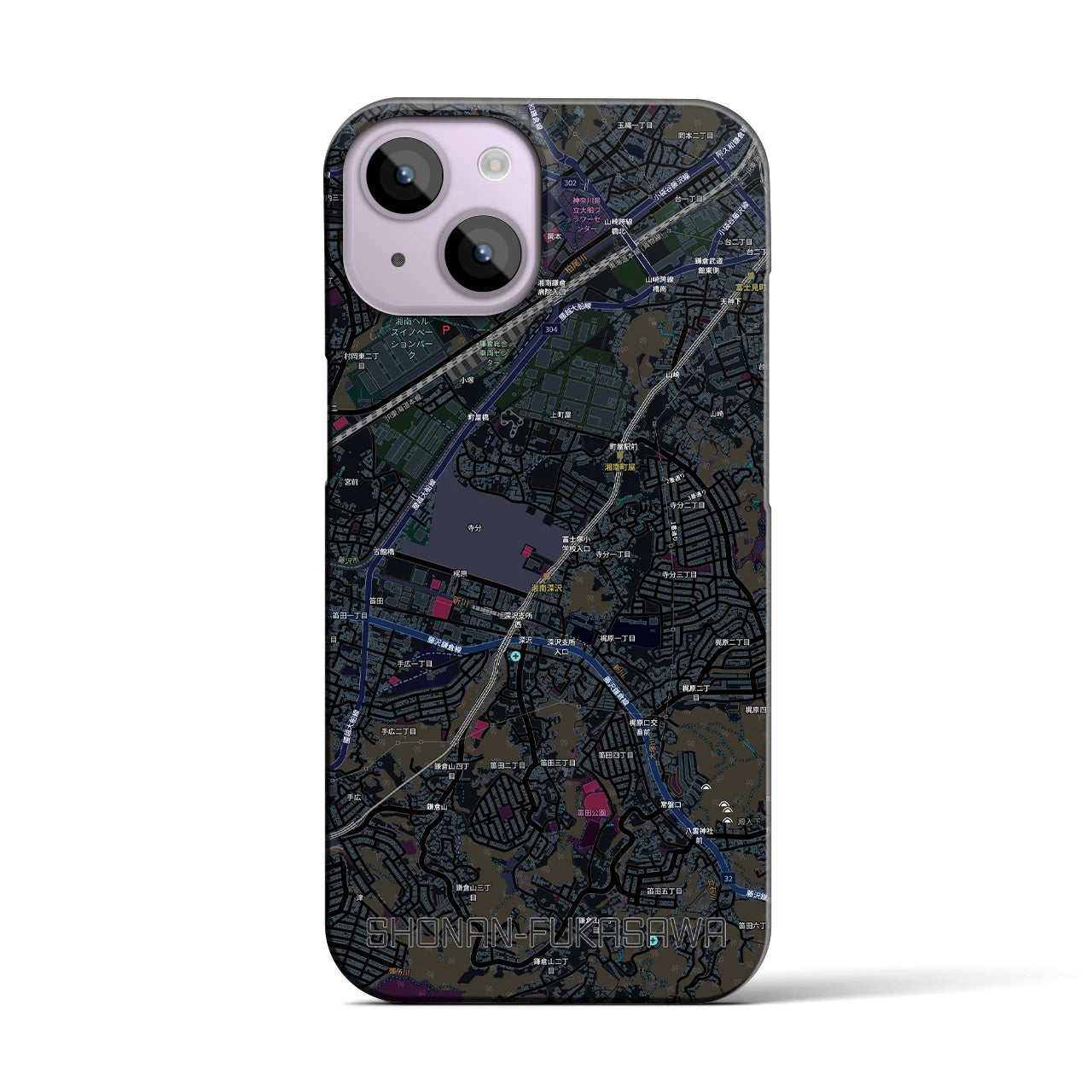 【湘南深沢(神奈川県)】地図柄iPhoneケース(バックカバータイプ)