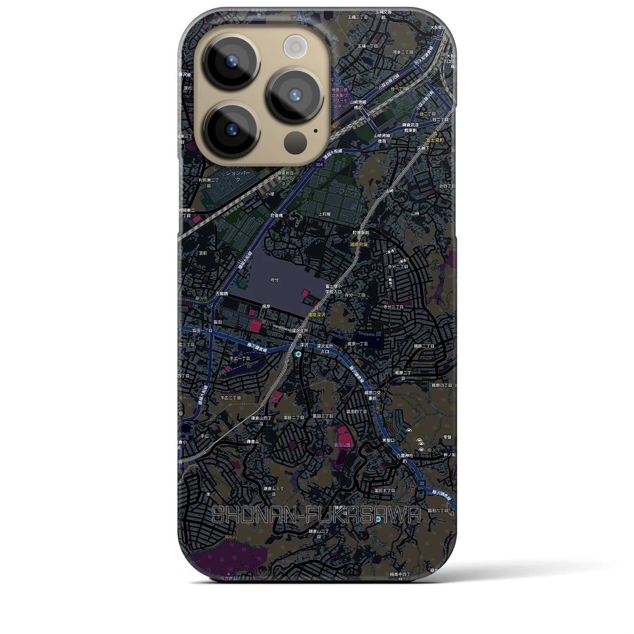 【湘南深沢(神奈川県)】地図柄iPhoneケース(バックカバータイプ)