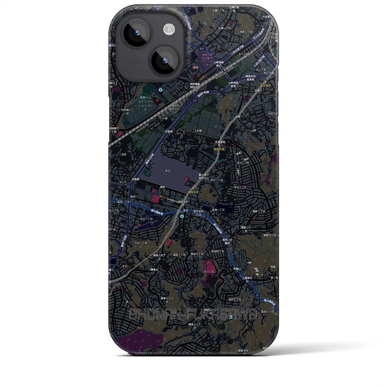 【湘南深沢(神奈川県)】地図柄iPhoneケース(バックカバータイプ)