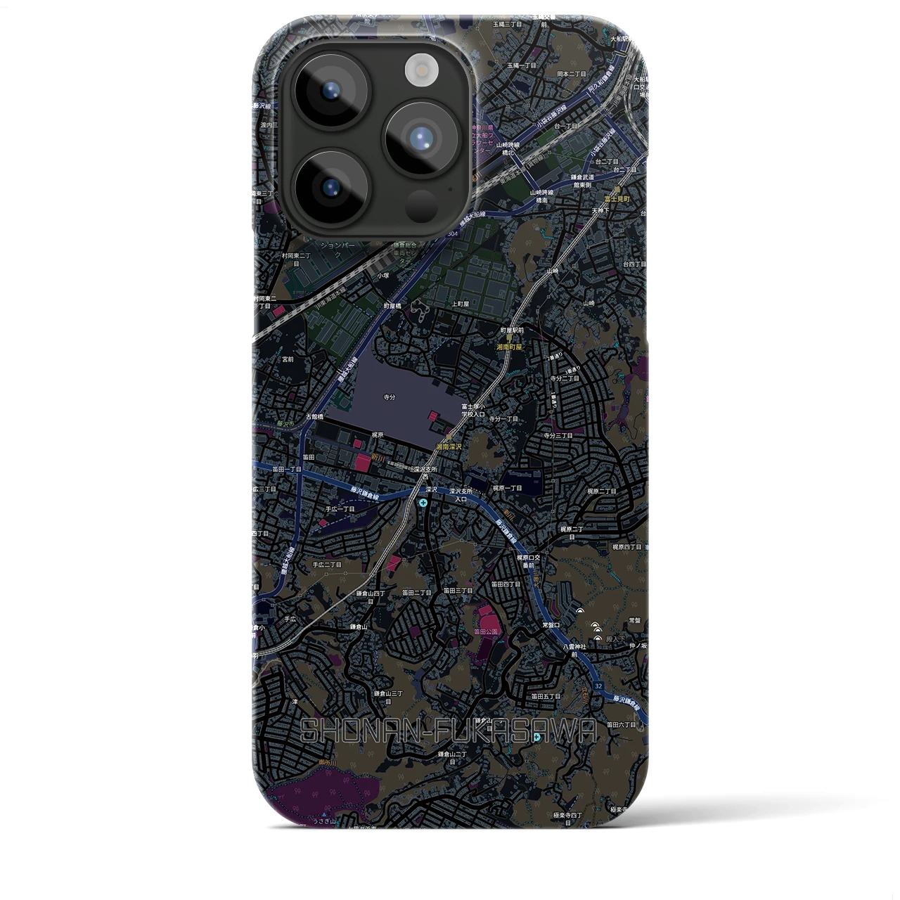 【湘南深沢(神奈川県)】地図柄iPhoneケース(バックカバータイプ)