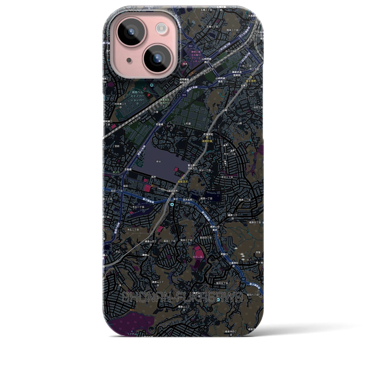 【湘南深沢(神奈川県)】地図柄iPhoneケース(バックカバータイプ)