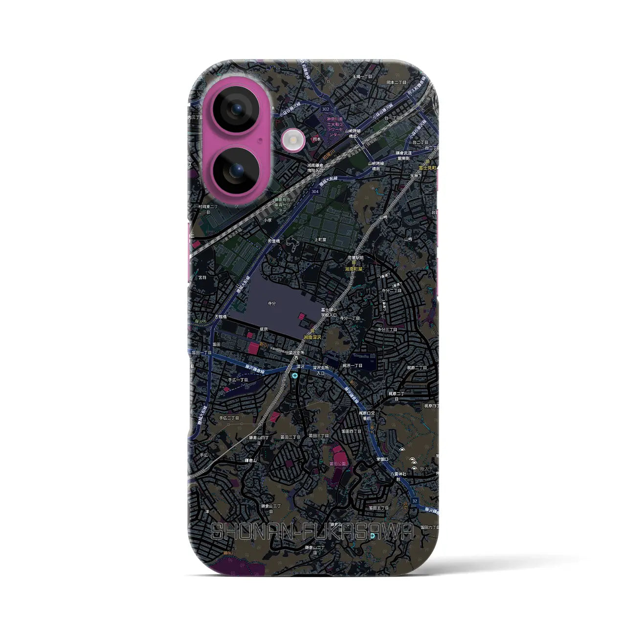 【湘南深沢(神奈川県)】地図柄iPhoneケース(バックカバータイプ)