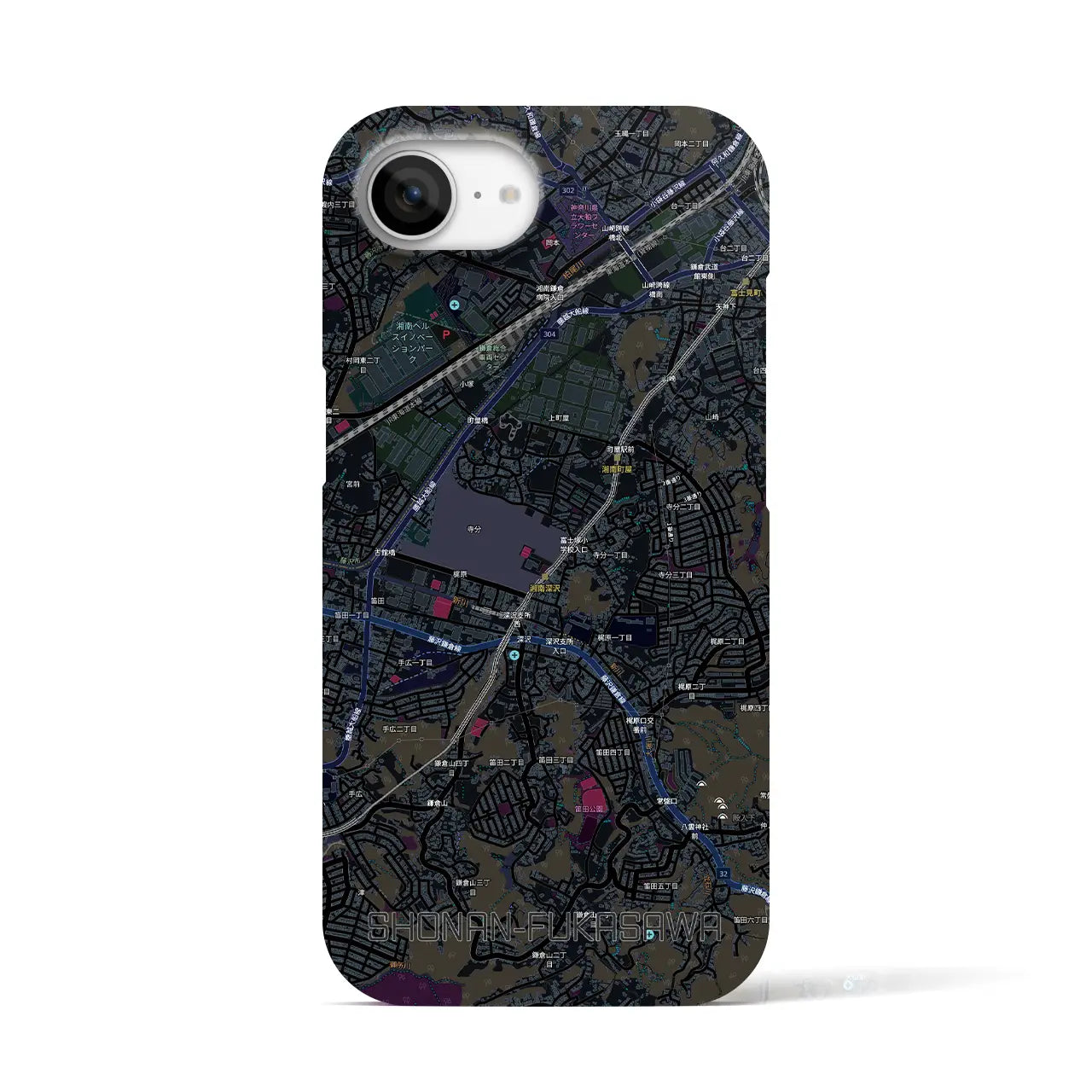 【湘南深沢(神奈川県)】地図柄iPhoneケース(バックカバータイプ)