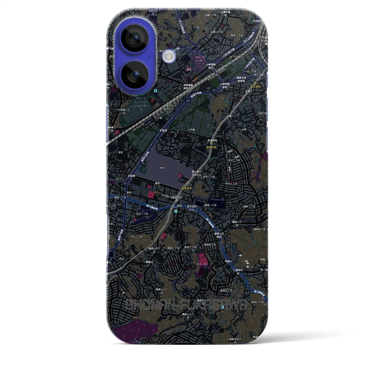 【湘南深沢(神奈川県)】地図柄iPhoneケース(バックカバータイプ)