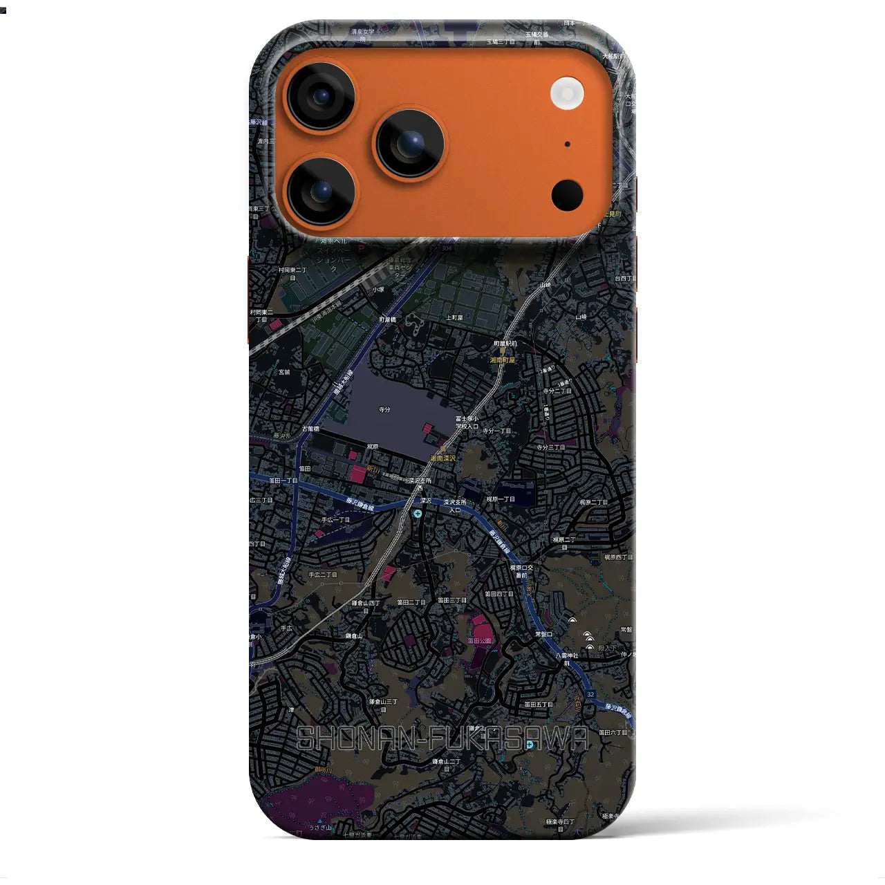 【湘南深沢(神奈川県)】地図柄iPhoneケース(バックカバータイプ)