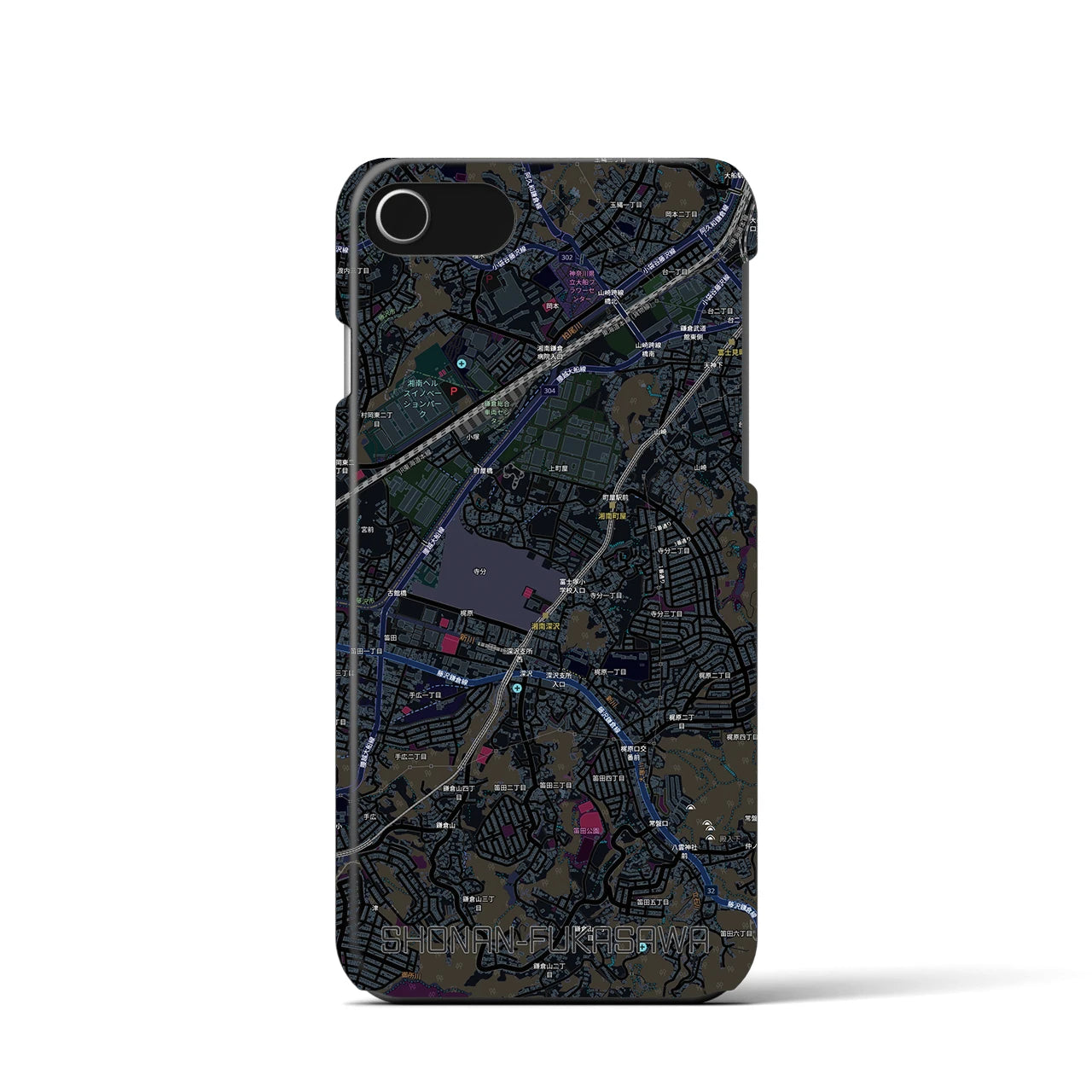 【湘南深沢(神奈川県)】地図柄iPhoneケース(バックカバータイプ)