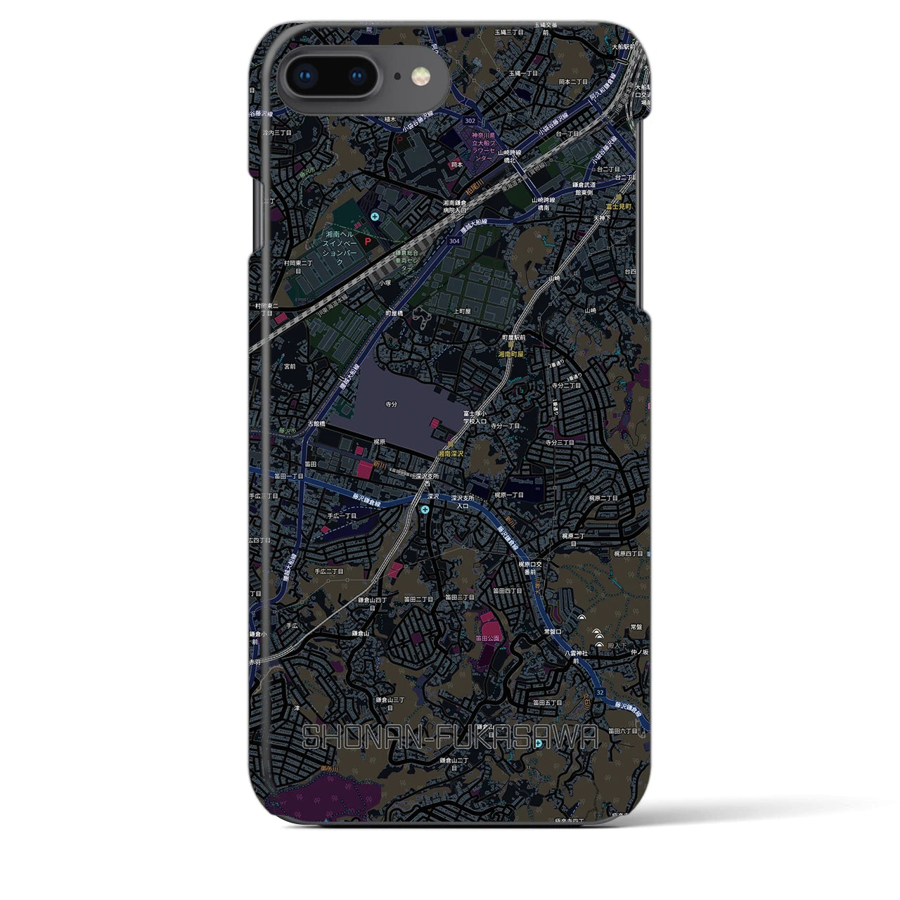 【湘南深沢(神奈川県)】地図柄iPhoneケース(バックカバータイプ)