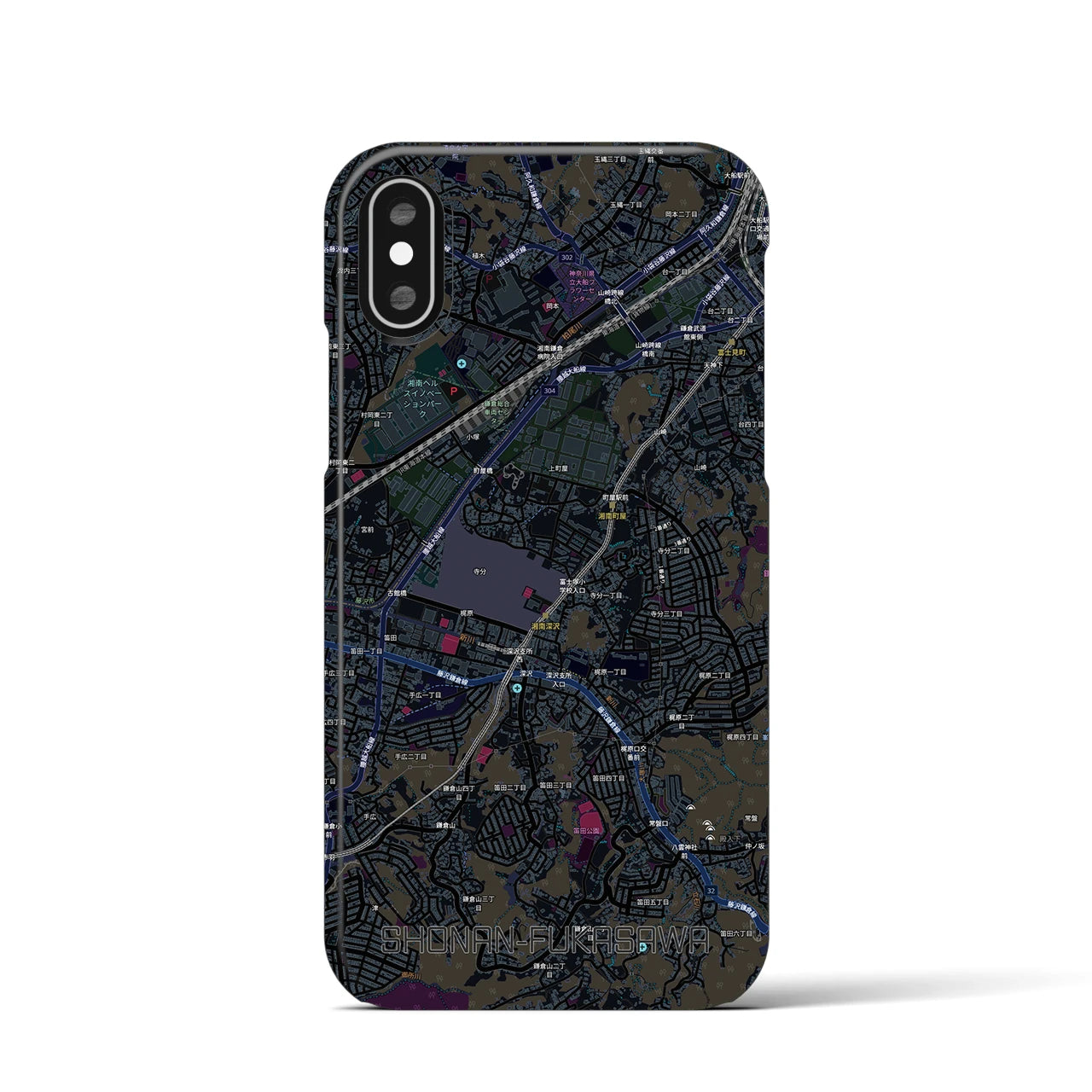 【湘南深沢(神奈川県)】地図柄iPhoneケース(バックカバータイプ)