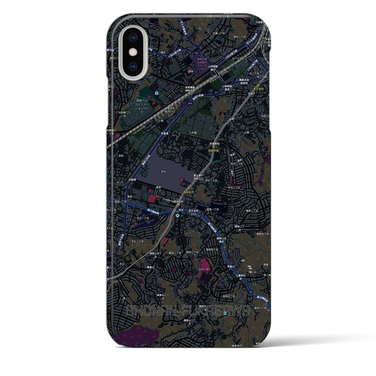 【湘南深沢(神奈川県)】地図柄iPhoneケース(バックカバータイプ)