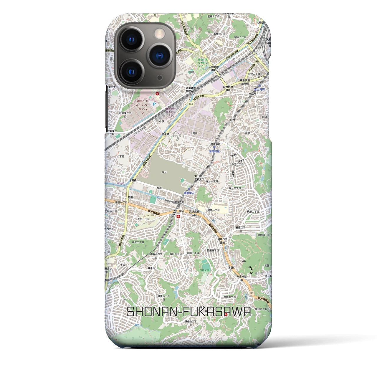 【湘南深沢(神奈川県)】地図柄iPhoneケース(バックカバータイプ)