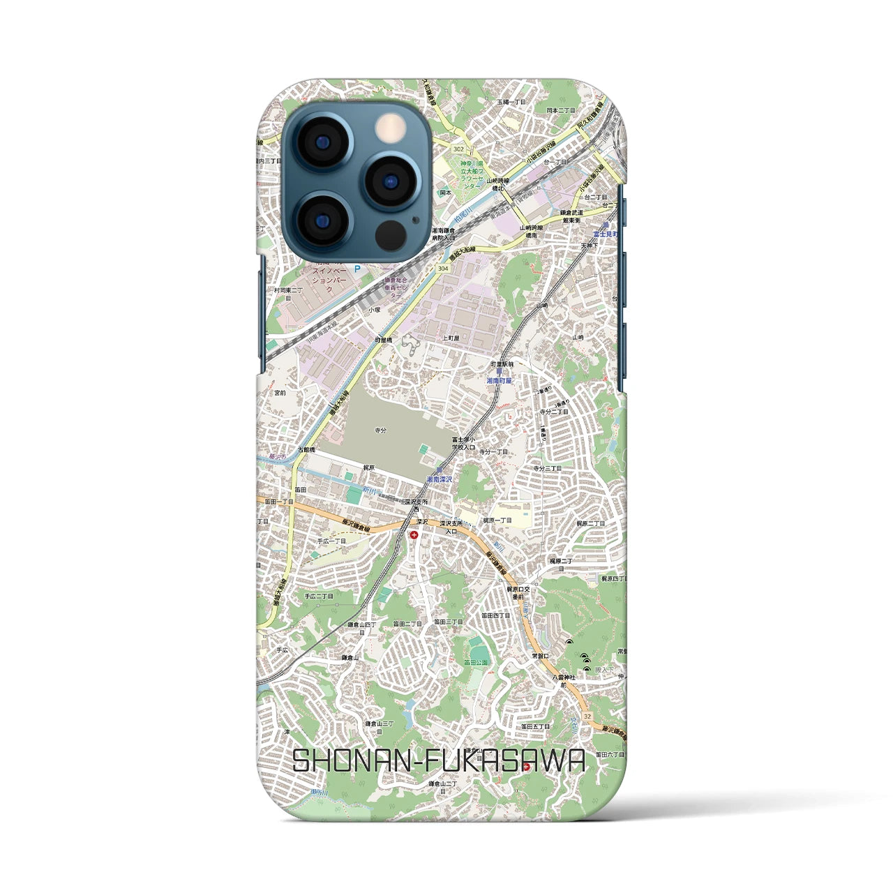 【湘南深沢(神奈川県)】地図柄iPhoneケース(バックカバータイプ)