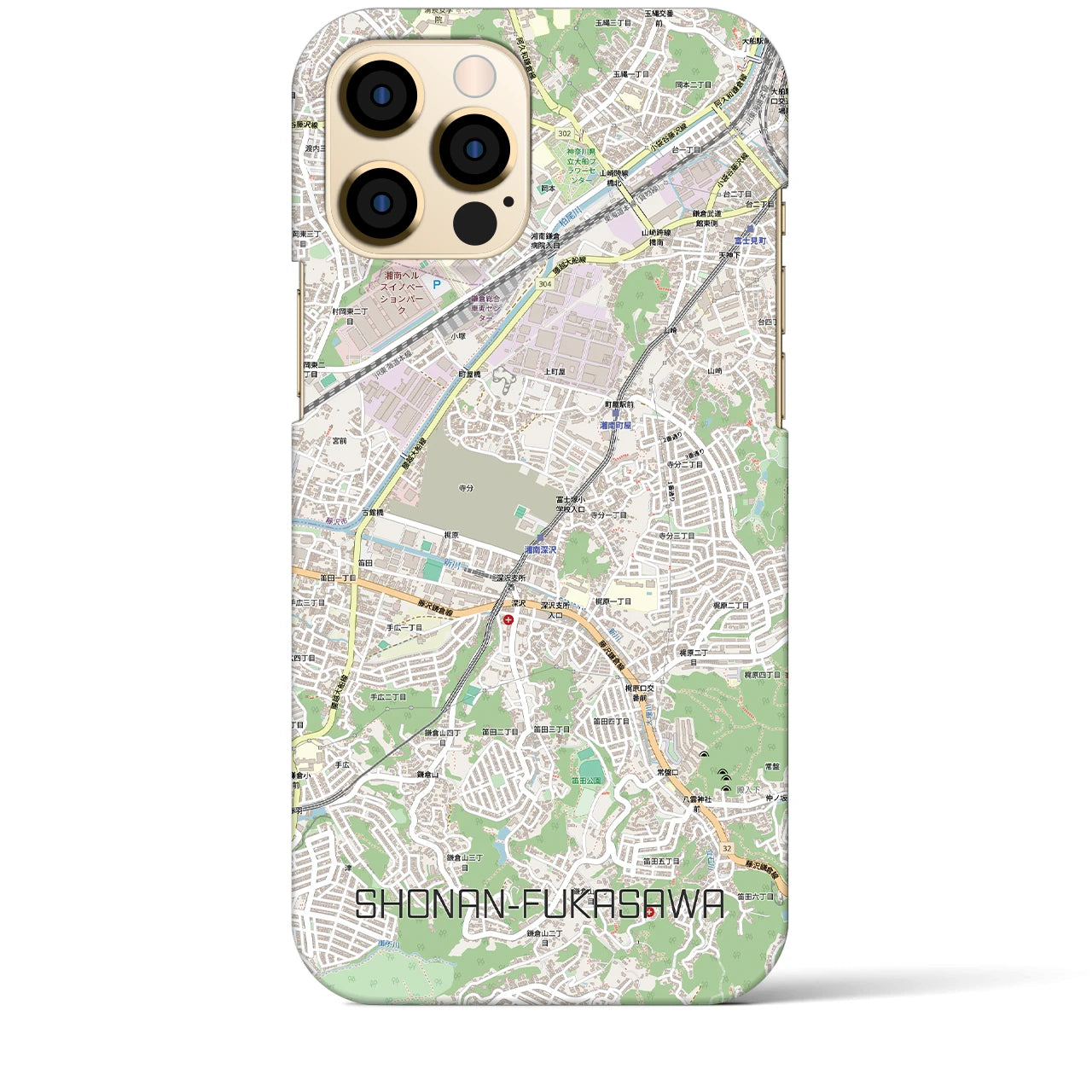 【湘南深沢(神奈川県)】地図柄iPhoneケース(バックカバータイプ)