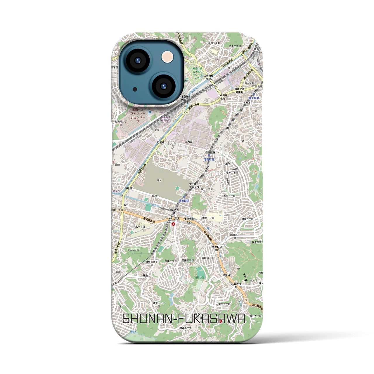 【湘南深沢(神奈川県)】地図柄iPhoneケース(バックカバータイプ)