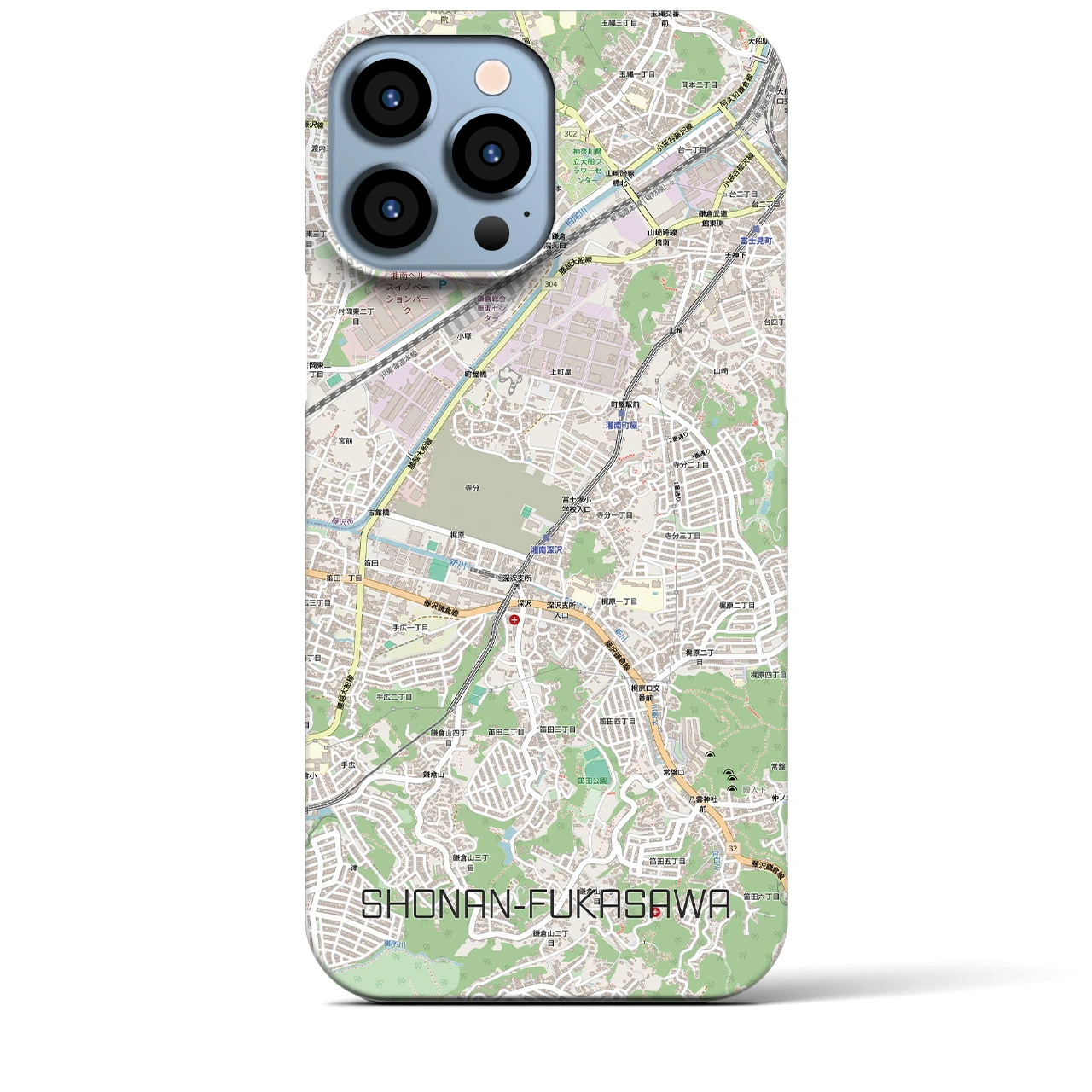 【湘南深沢(神奈川県)】地図柄iPhoneケース(バックカバータイプ)