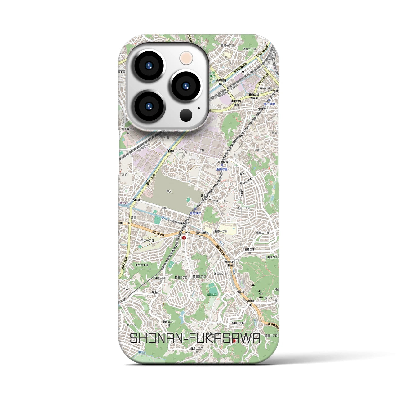 【湘南深沢(神奈川県)】地図柄iPhoneケース(バックカバータイプ)
