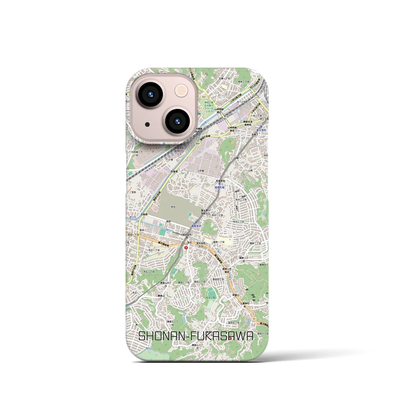 【湘南深沢(神奈川県)】地図柄iPhoneケース(バックカバータイプ)
