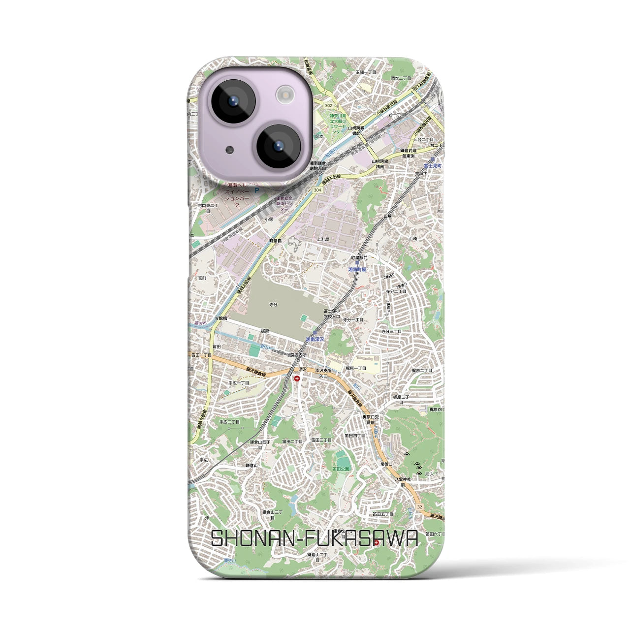 【湘南深沢(神奈川県)】地図柄iPhoneケース(バックカバータイプ)