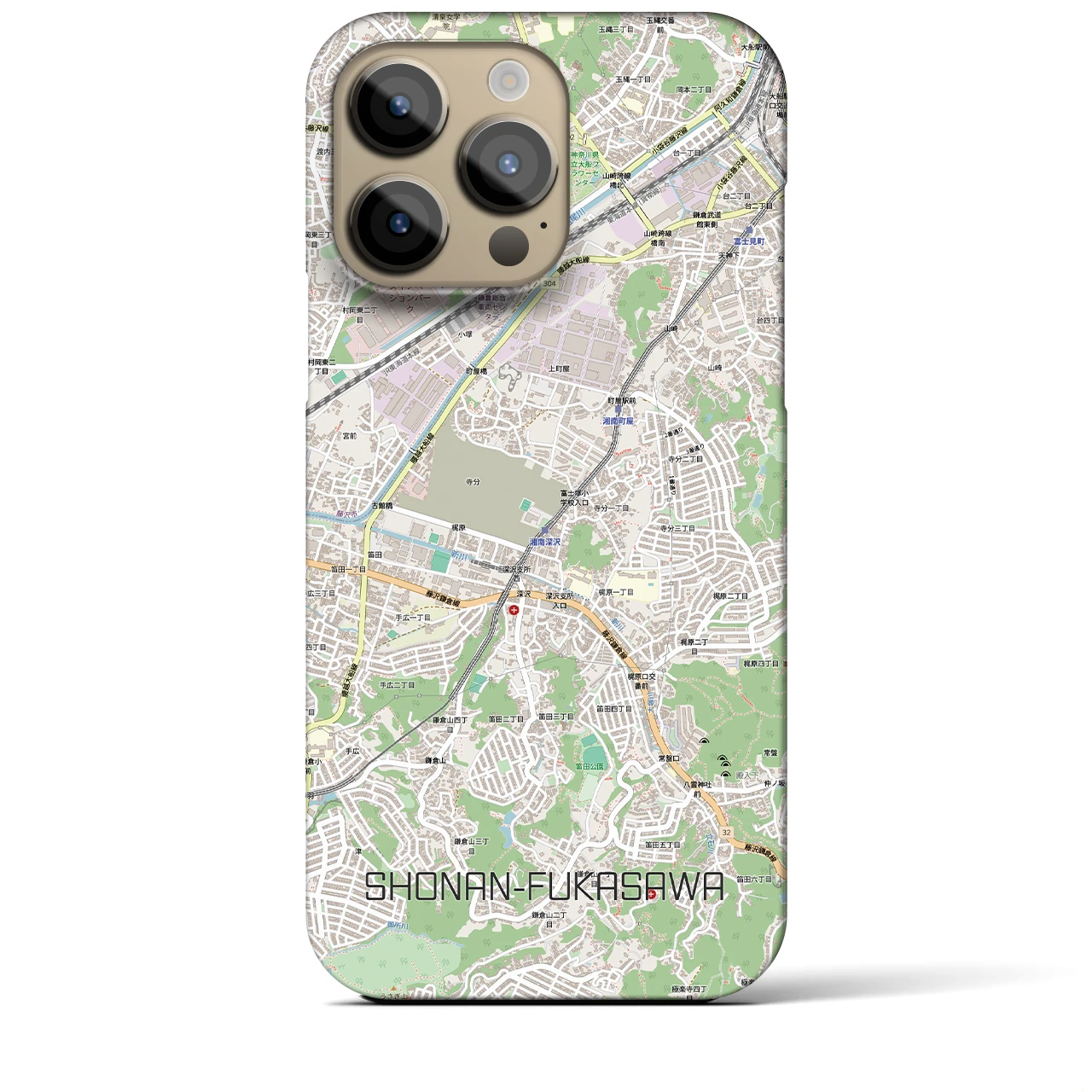 【湘南深沢(神奈川県)】地図柄iPhoneケース(バックカバータイプ)