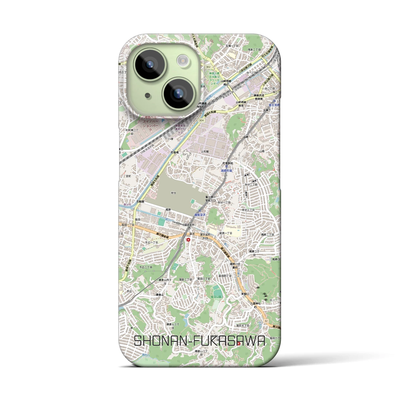 【湘南深沢(神奈川県)】地図柄iPhoneケース(バックカバータイプ)