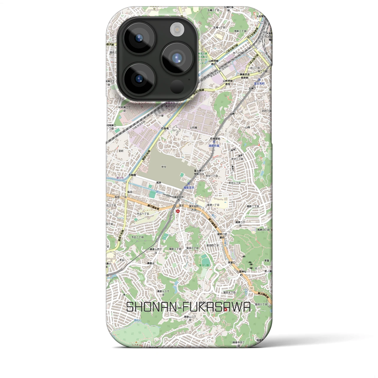 【湘南深沢(神奈川県)】地図柄iPhoneケース(バックカバータイプ)