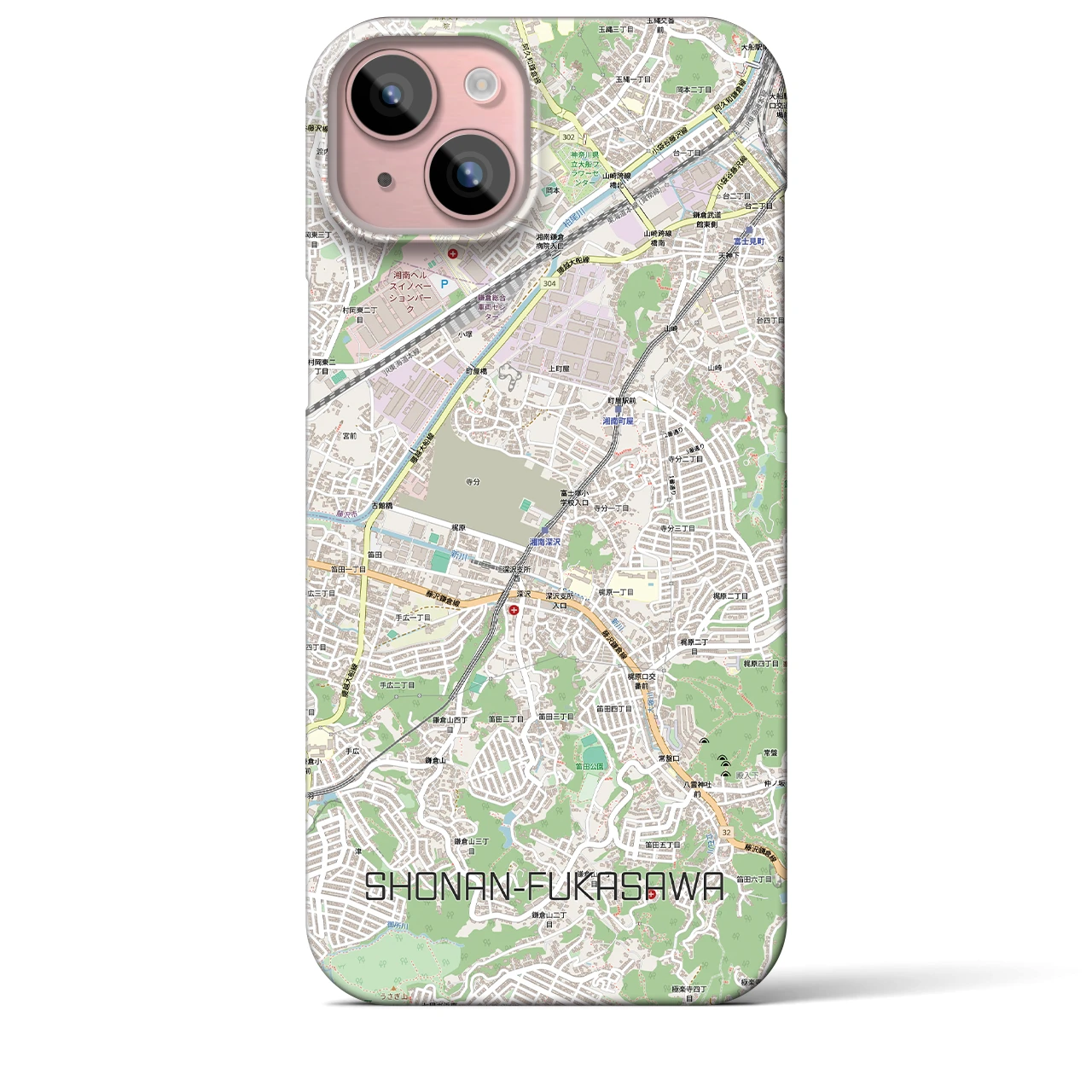 【湘南深沢(神奈川県)】地図柄iPhoneケース(バックカバータイプ)