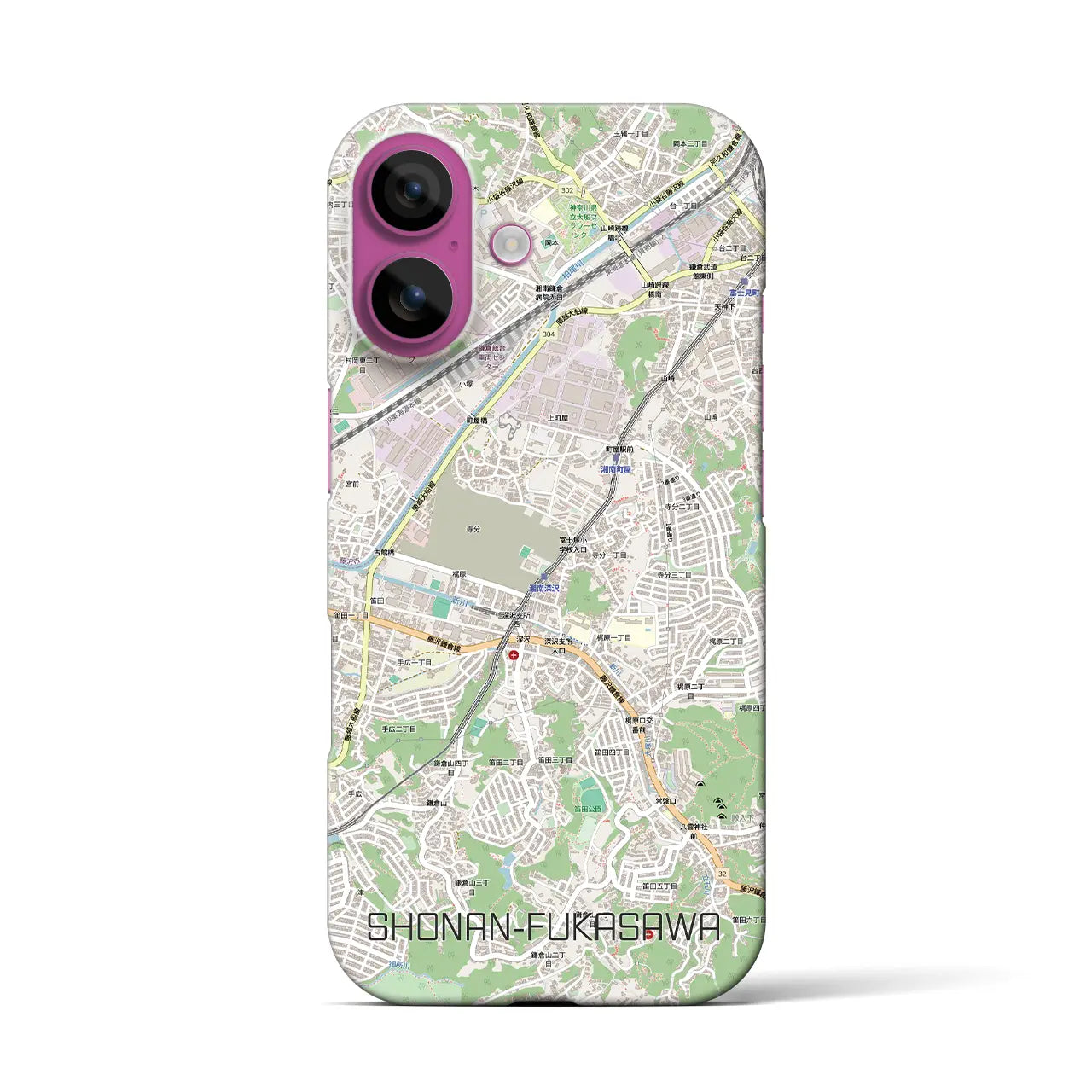 【湘南深沢(神奈川県)】地図柄iPhoneケース(バックカバータイプ)