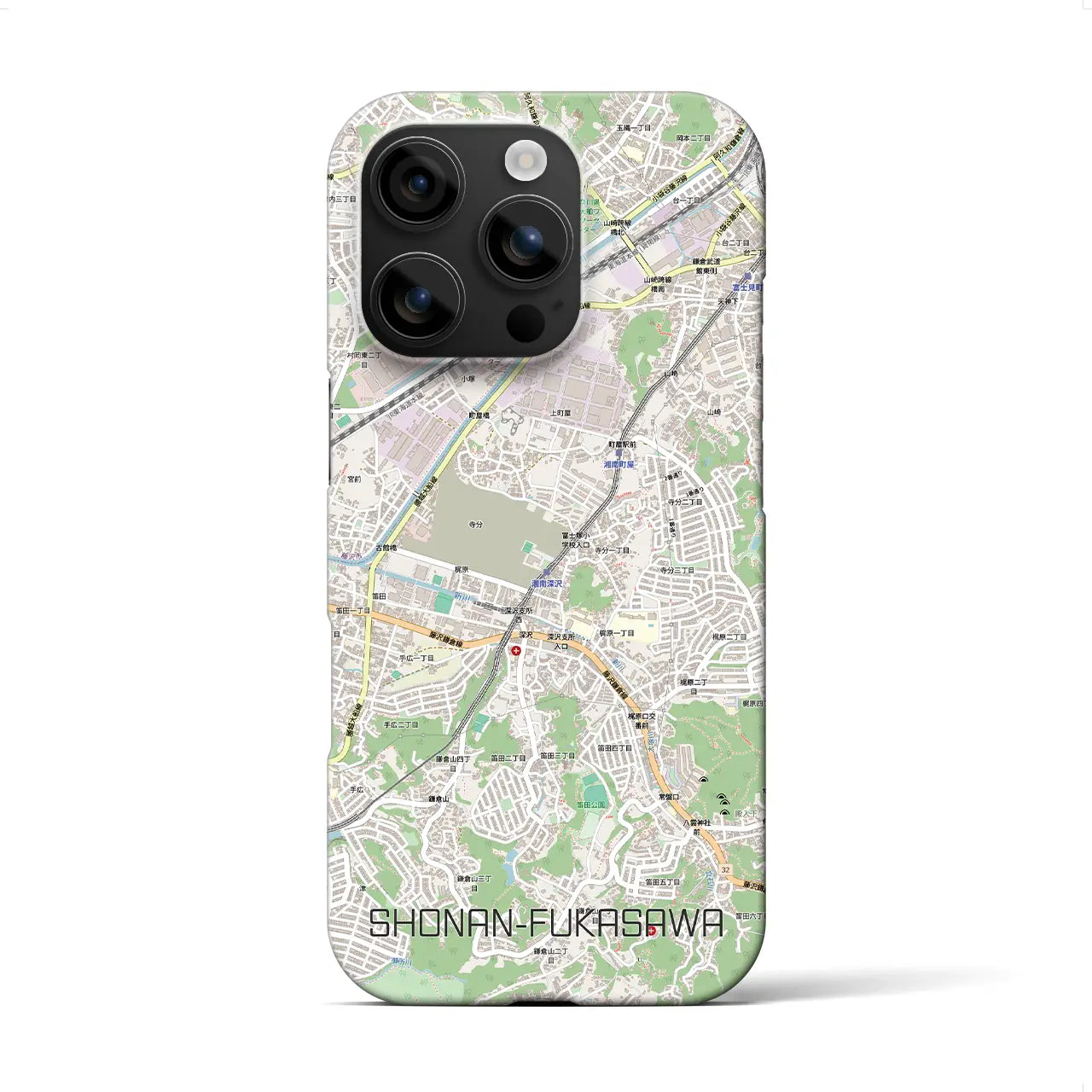 【湘南深沢(神奈川県)】地図柄iPhoneケース(バックカバータイプ)