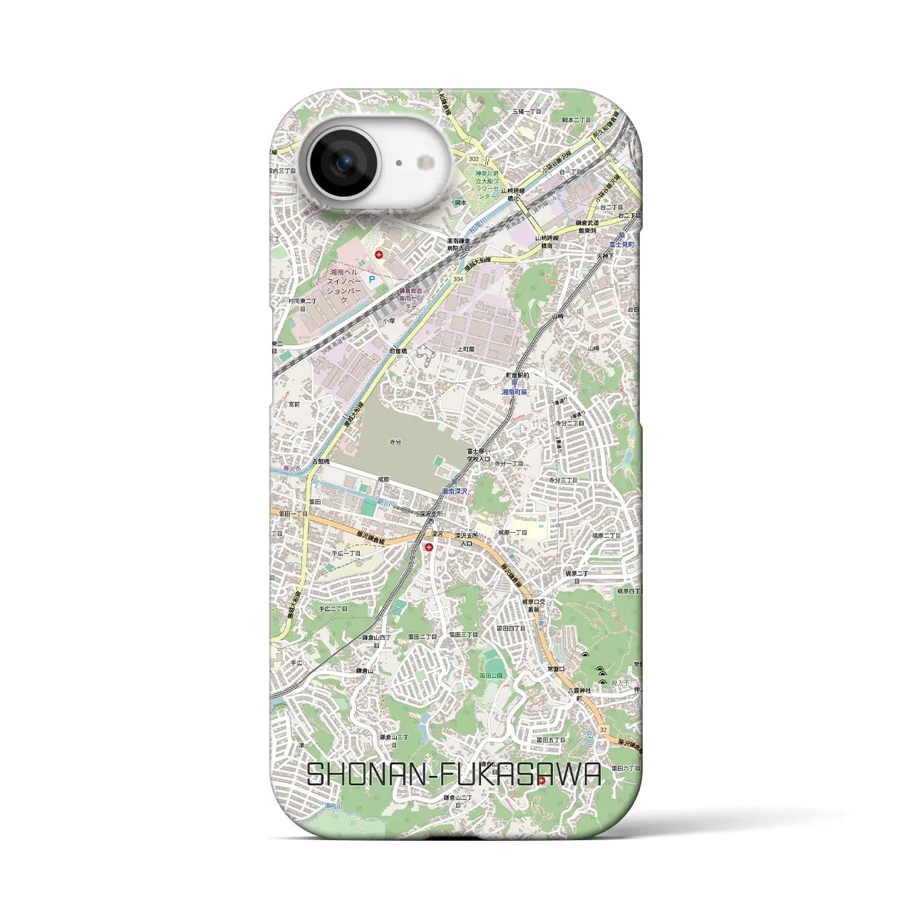 【湘南深沢(神奈川県)】地図柄iPhoneケース(バックカバータイプ)