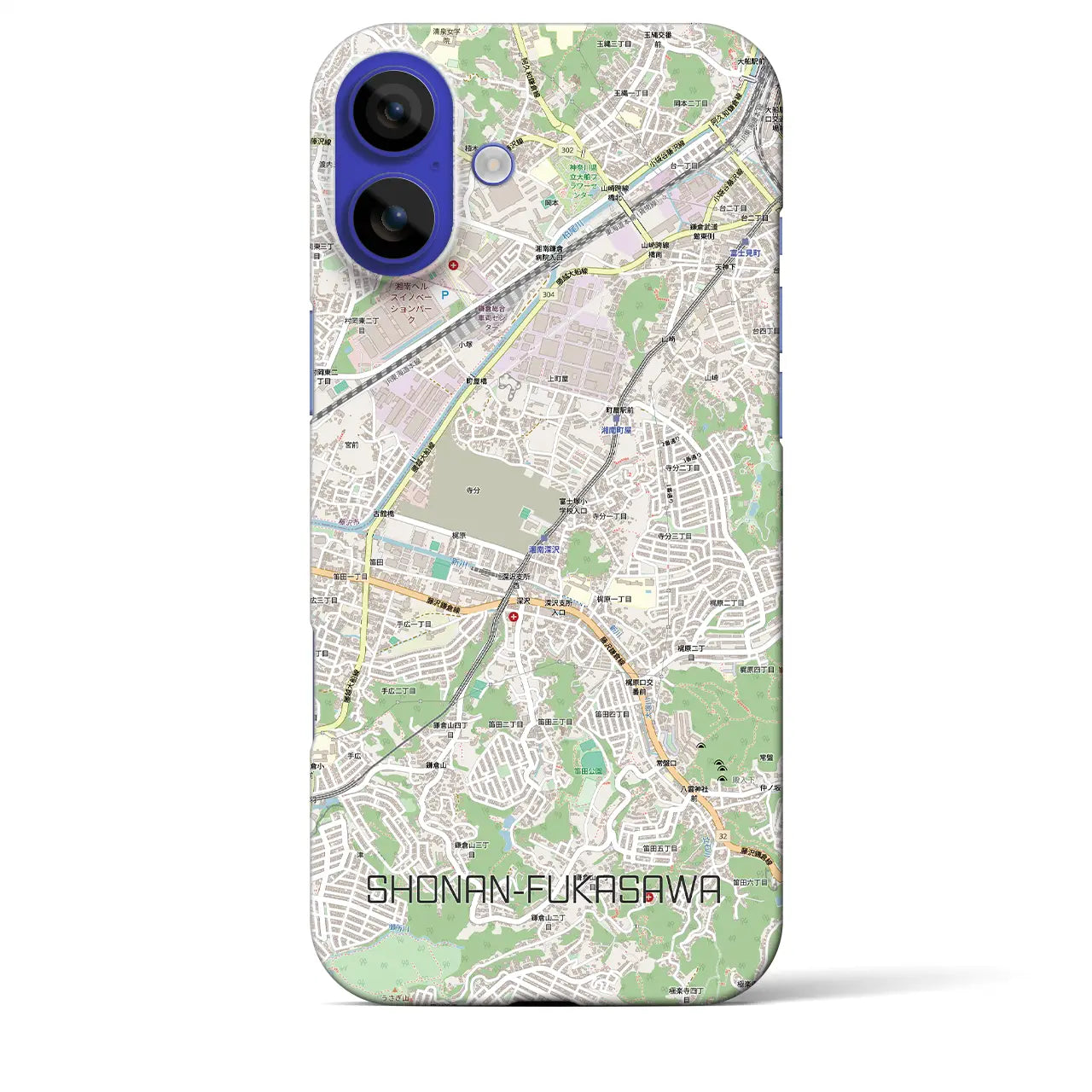 【湘南深沢(神奈川県)】地図柄iPhoneケース(バックカバータイプ)ブラック・iPhone 16 Pro Max 用