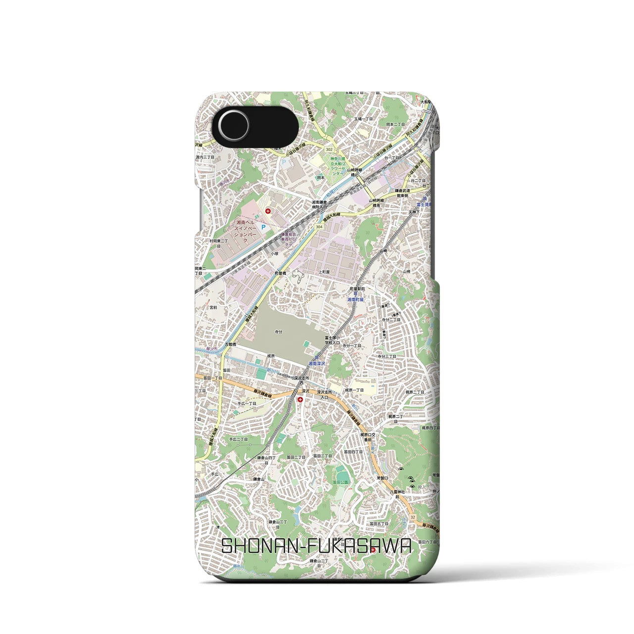 【湘南深沢(神奈川県)】地図柄iPhoneケース(バックカバータイプ)