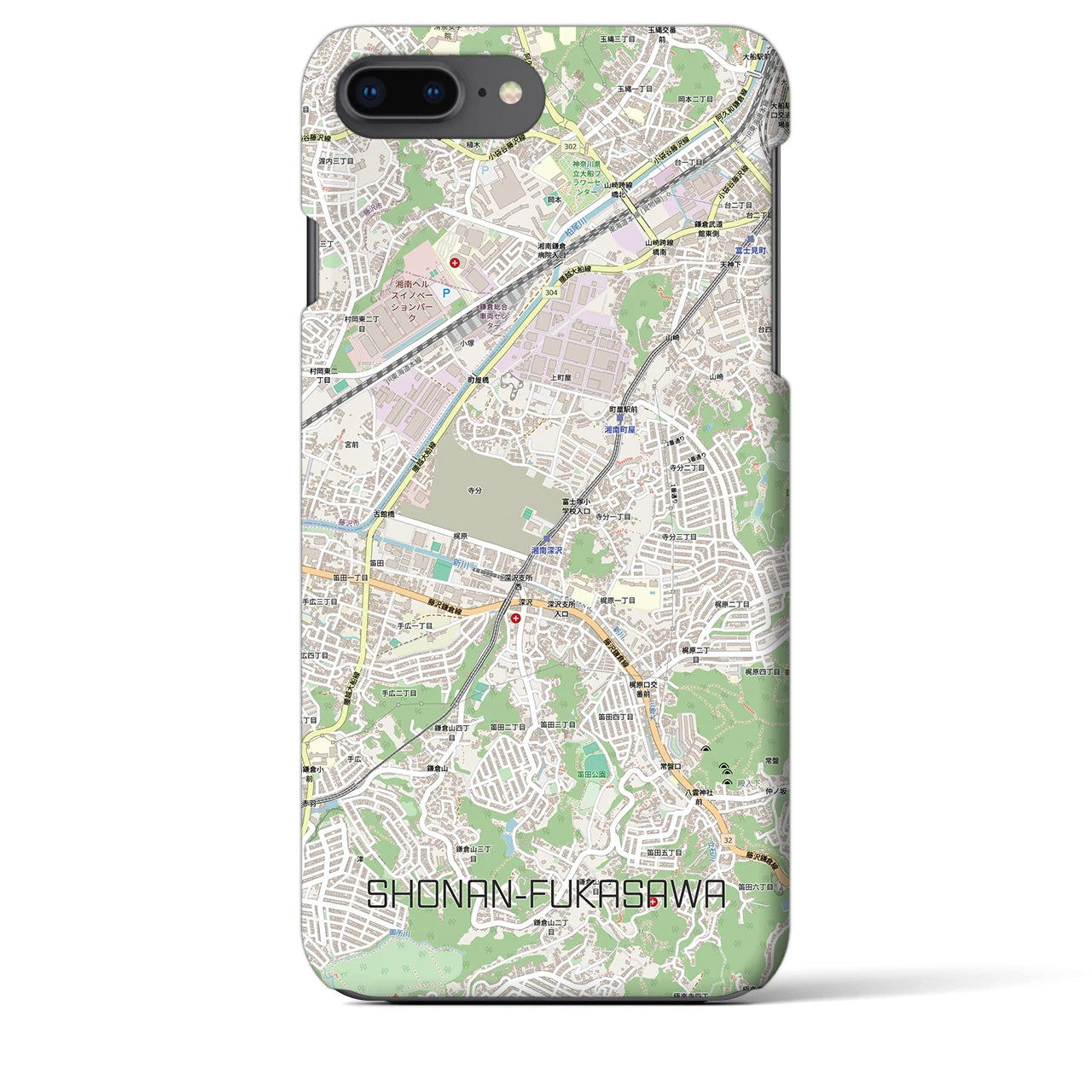【湘南深沢(神奈川県)】地図柄iPhoneケース(バックカバータイプ)