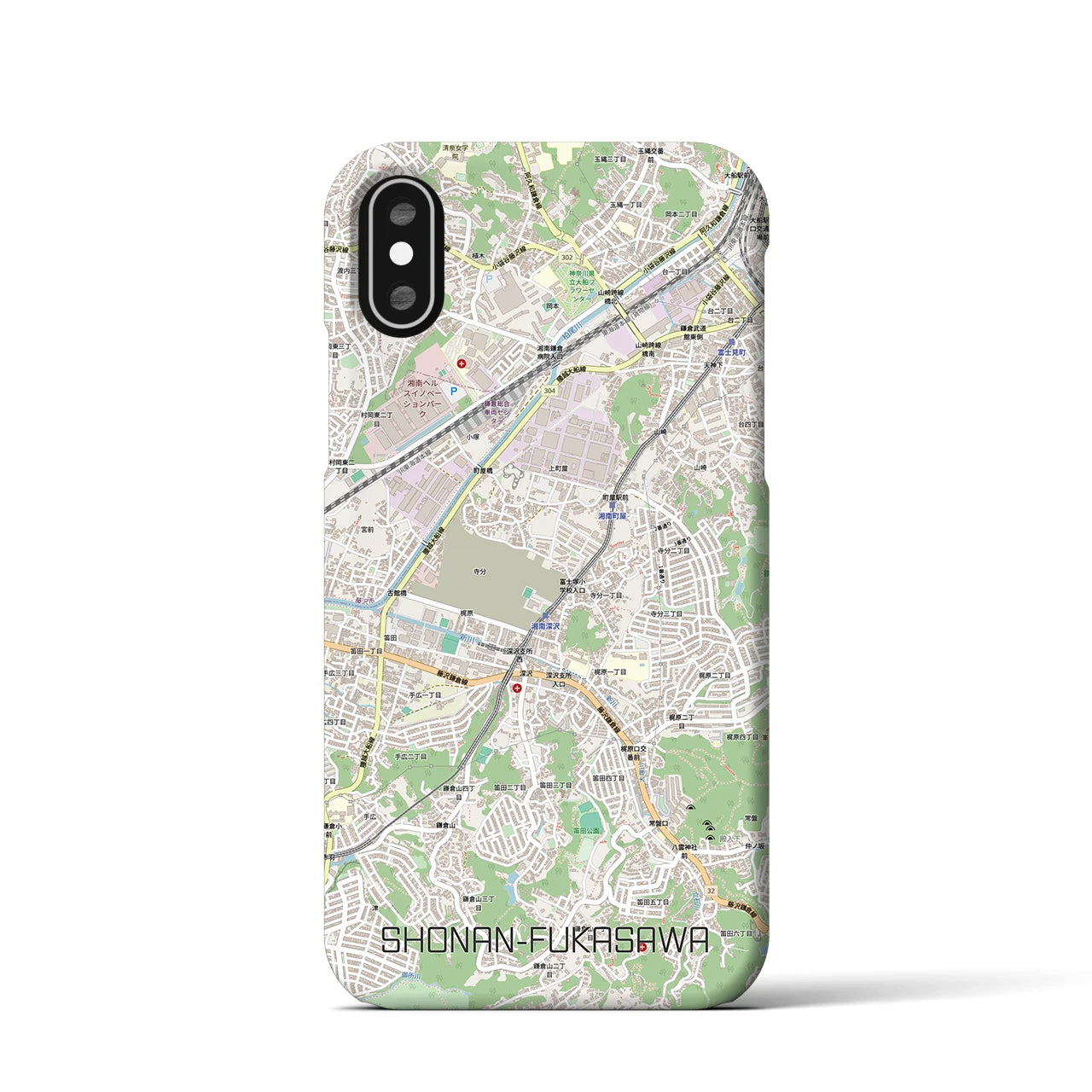 【湘南深沢(神奈川県)】地図柄iPhoneケース(バックカバータイプ)