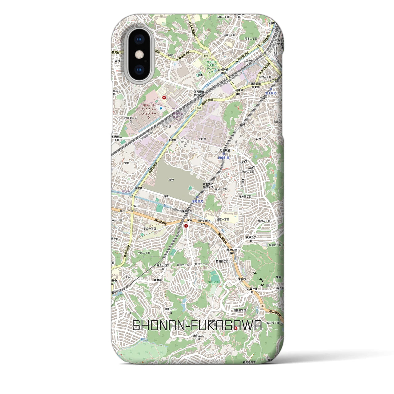 【湘南深沢(神奈川県)】地図柄iPhoneケース(バックカバータイプ)