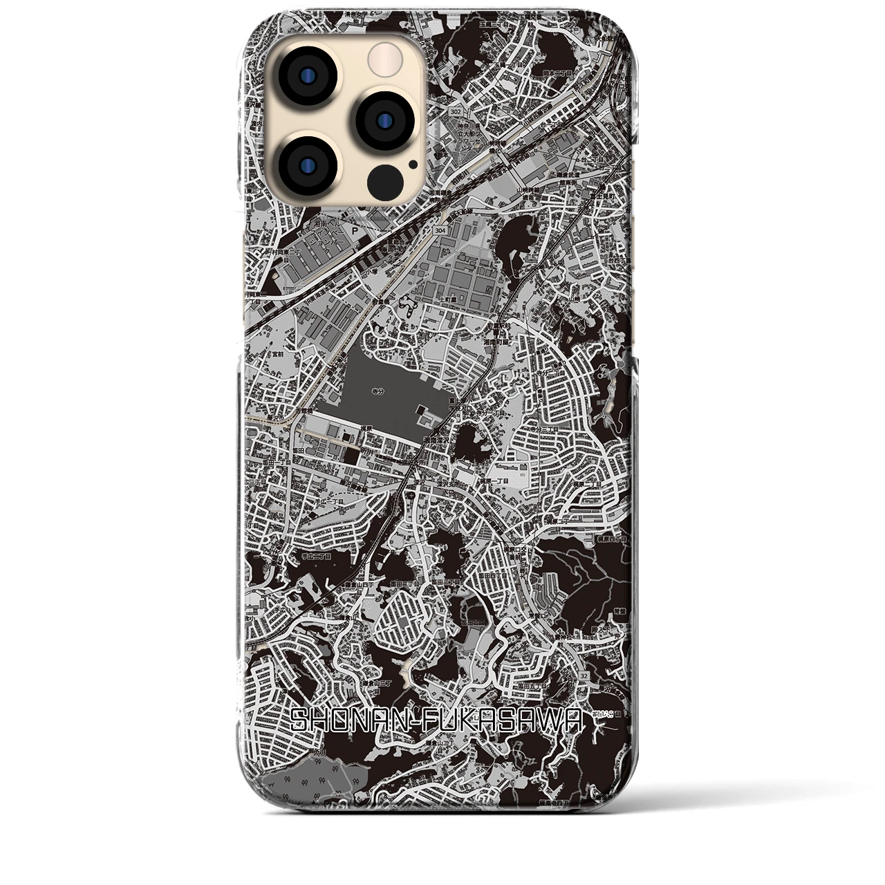 【湘南深沢(神奈川県)】地図柄iPhoneケース(クリアタイプ)