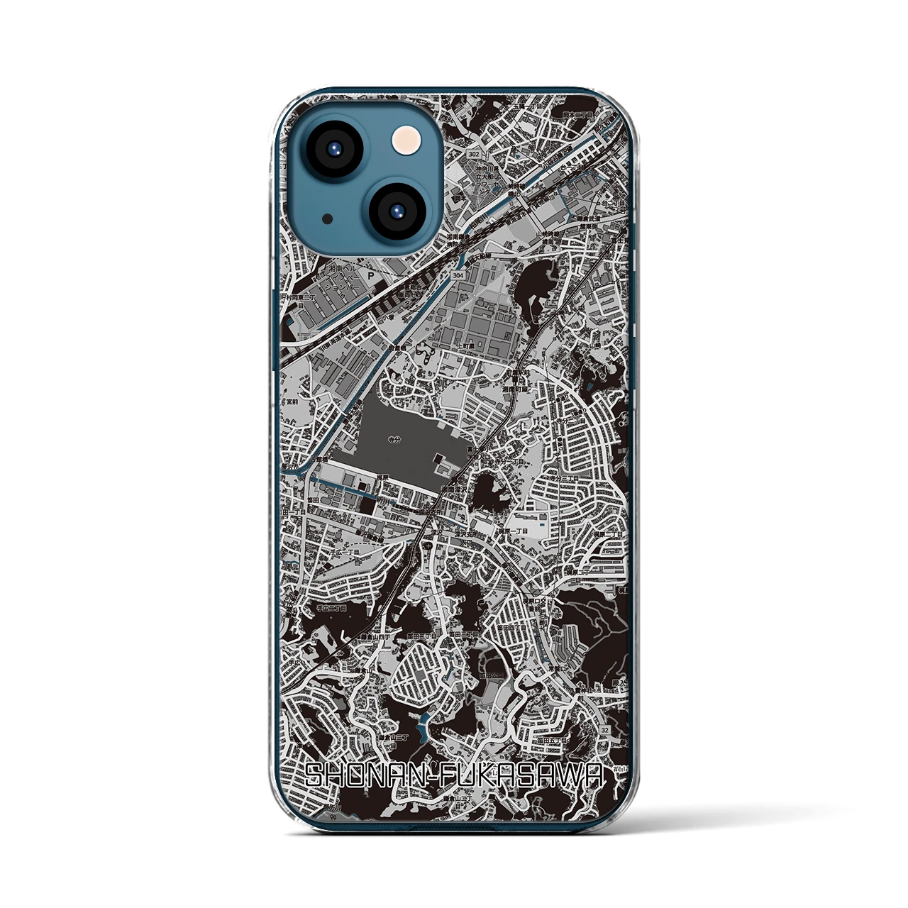 【湘南深沢(神奈川県)】地図柄iPhoneケース(クリアタイプ)