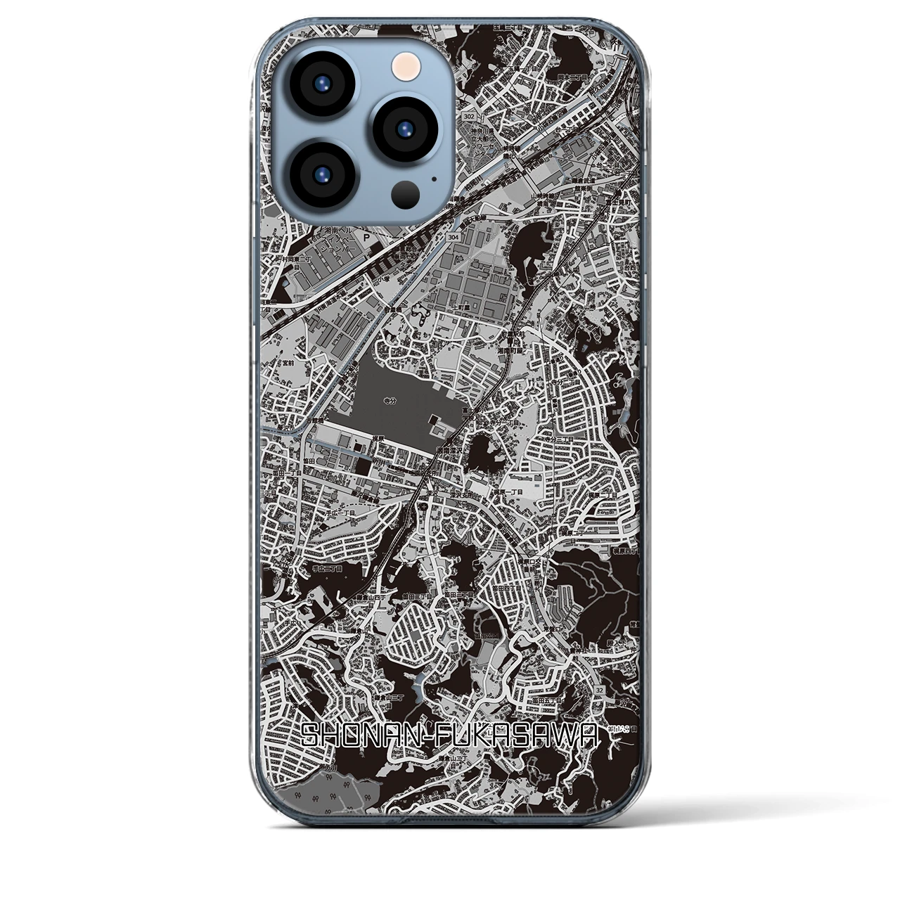 【湘南深沢(神奈川県)】地図柄iPhoneケース(クリアタイプ)