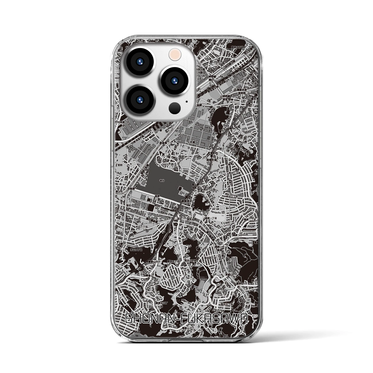 【湘南深沢(神奈川県)】地図柄iPhoneケース(クリアタイプ)