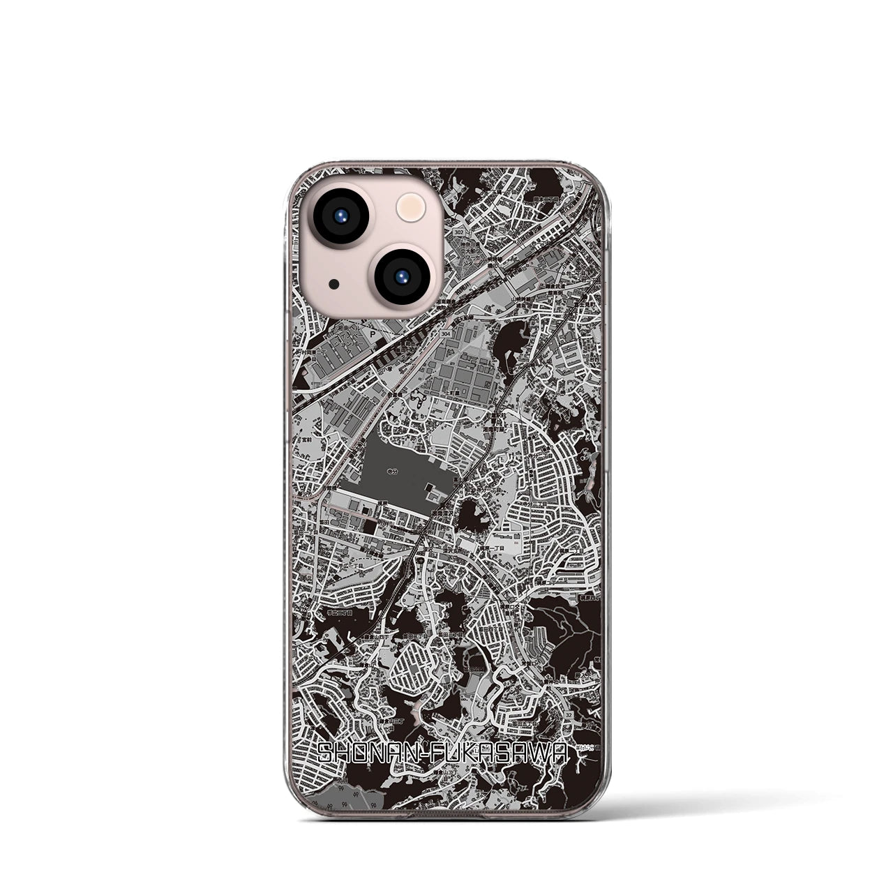 【湘南深沢(神奈川県)】地図柄iPhoneケース(クリアタイプ)