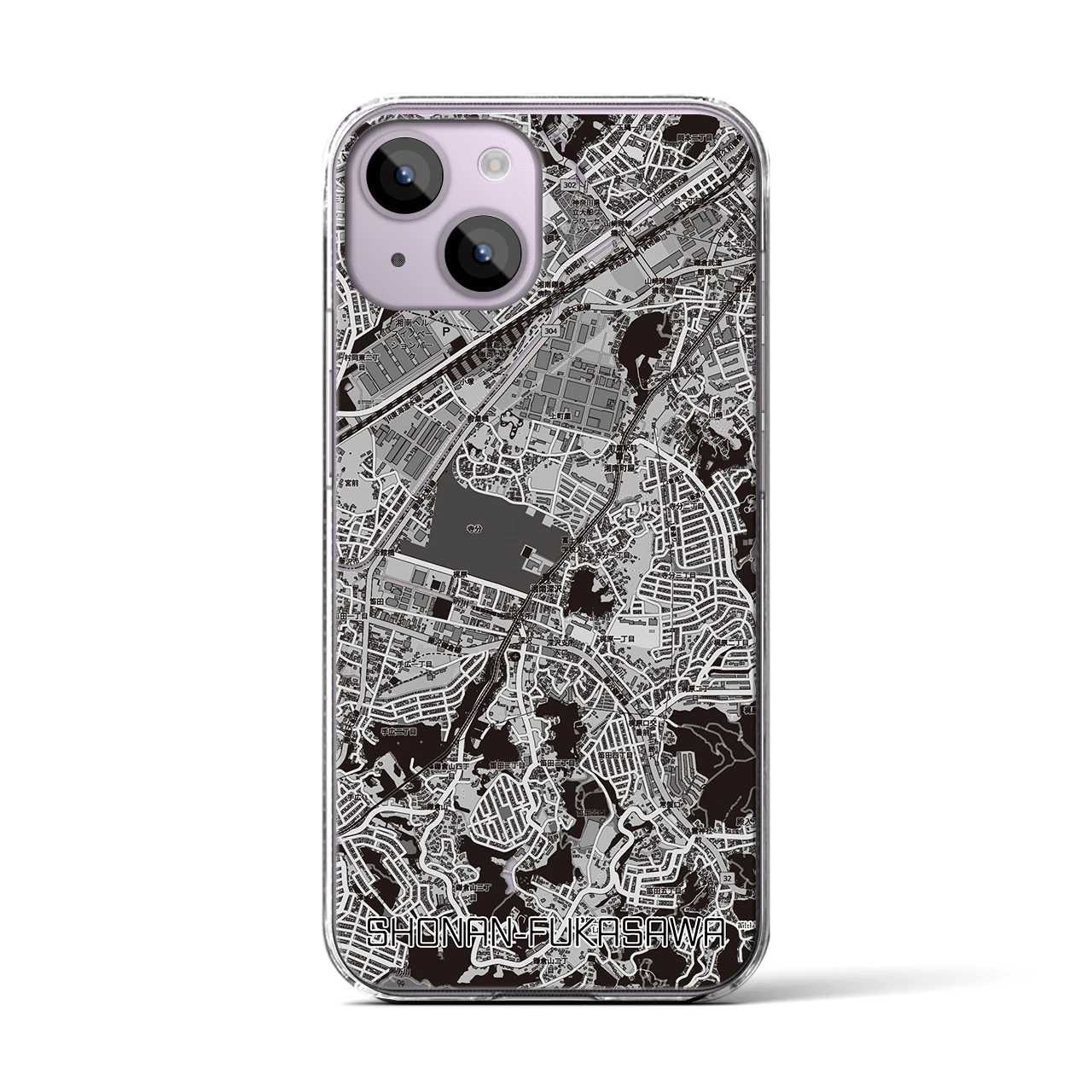 【湘南深沢(神奈川県)】地図柄iPhoneケース(クリアタイプ)