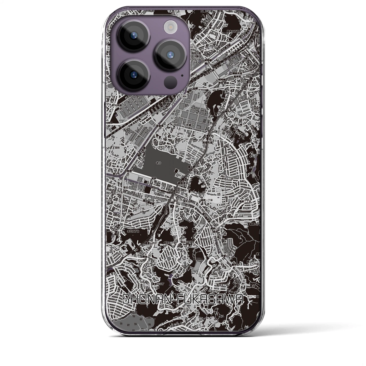 【湘南深沢(神奈川県)】地図柄iPhoneケース(クリアタイプ)