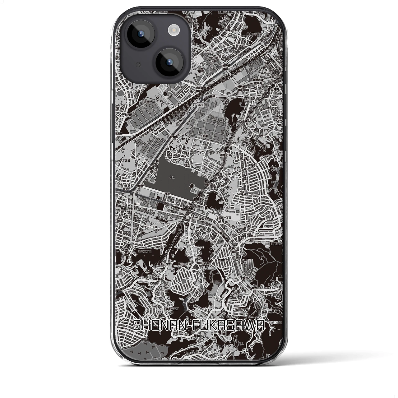 【湘南深沢(神奈川県)】地図柄iPhoneケース(クリアタイプ)