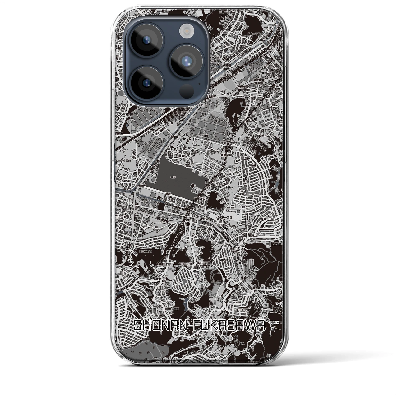 【湘南深沢(神奈川県)】地図柄iPhoneケース(クリアタイプ)