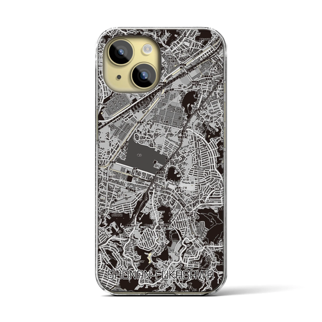 【湘南深沢(神奈川県)】地図柄iPhoneケース(クリアタイプ)